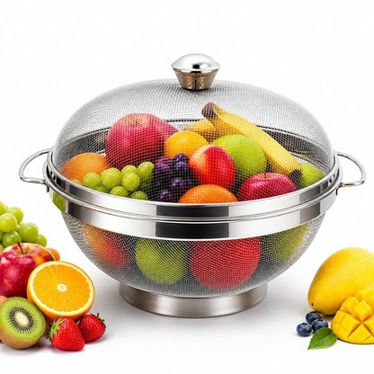 🔥Stainless Steel Fruit Vegetable Strainer Basket with Lid | Kitchen Colander & Steamer🔥