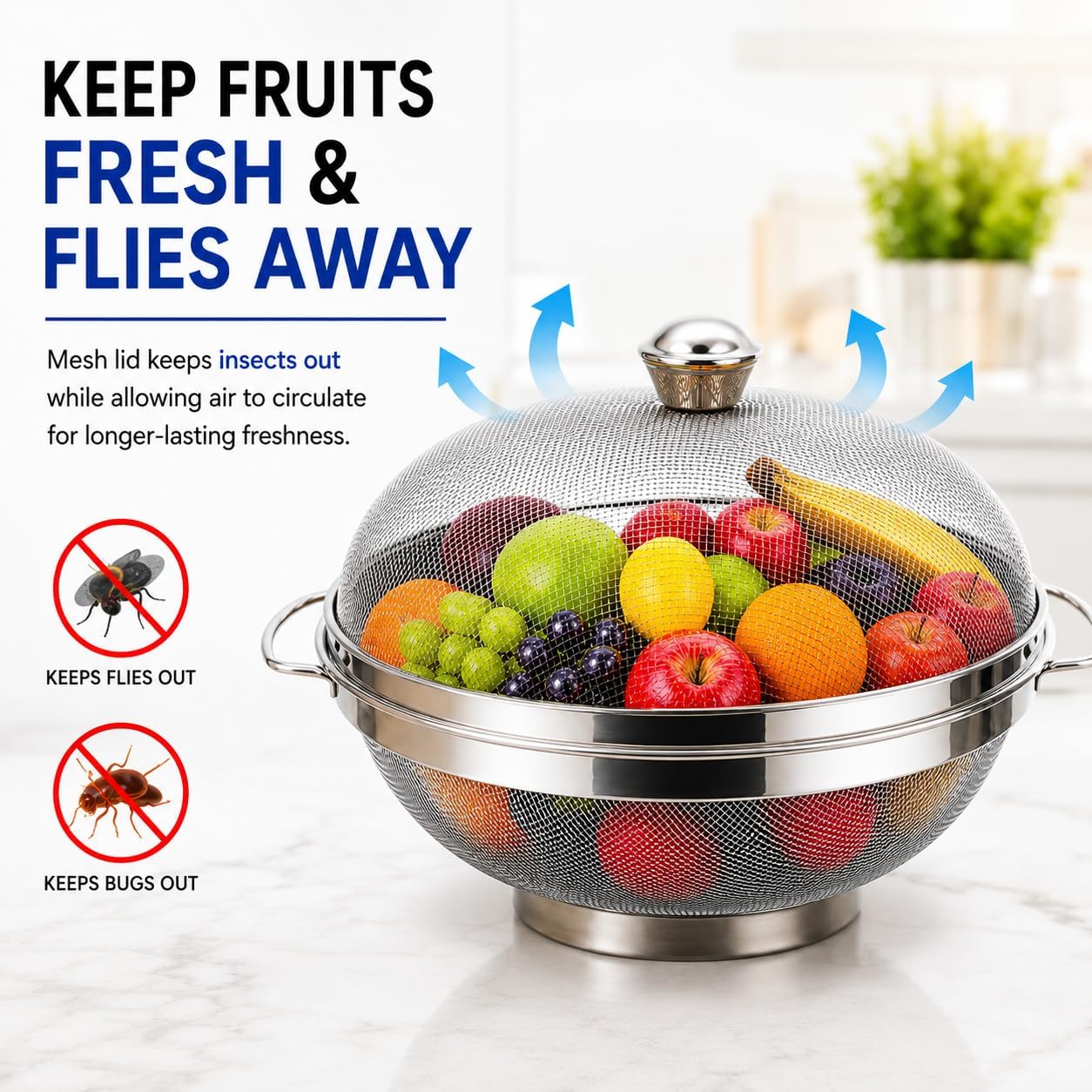 🔥Stainless Steel Fruit Vegetable Strainer Basket with Lid | Kitchen Colander & Steamer🔥