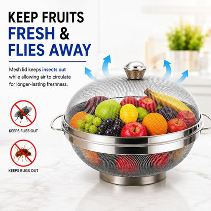 🔥Stainless Steel Fruit Vegetable Strainer Basket with Lid | Kitchen Colander & Steamer🔥