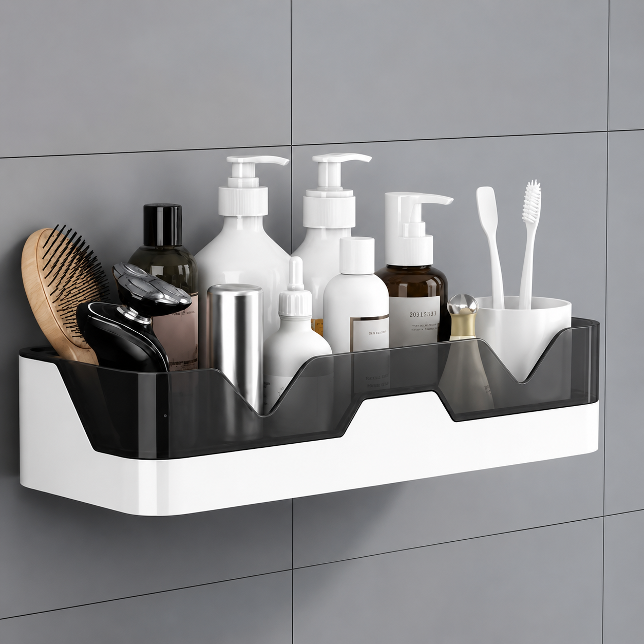 Plastic Bathroom Shelf Organizer Without Drill Plastic Wall Shelf (Number of Shelves - 1, White) (Limited Stock 🔥🔥)