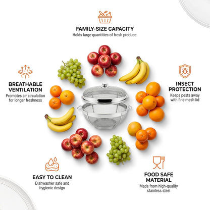 🔥Stainless Steel Fruit Vegetable Strainer Basket with Lid | Kitchen Colander & Steamer🔥