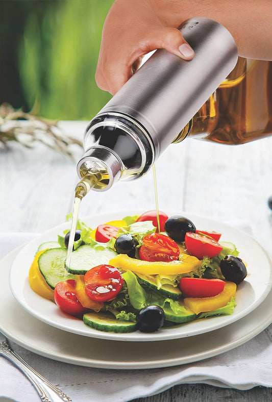 WELLIFIEDME™ Stainless Steel Oil Dispenser Pot with Lid, 1 L Capacity